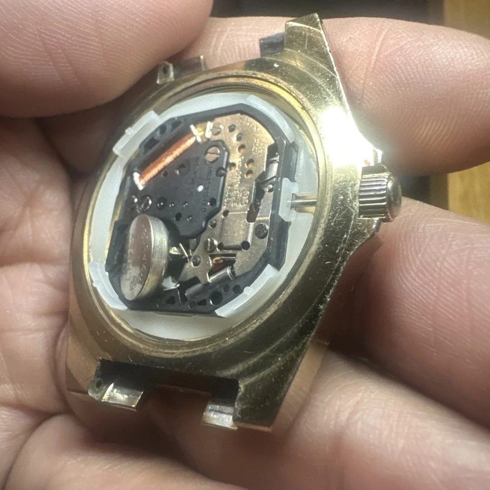 Works VTG Pulsar Divers Mens Watch & Rotating Bezel Quartz 38mm Gold Tone REPAIR